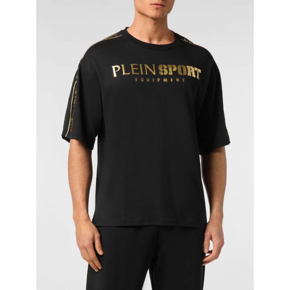 Plein Sport Men Plein Sport Jersey T-Shirt With Contrasting Laminated Logo